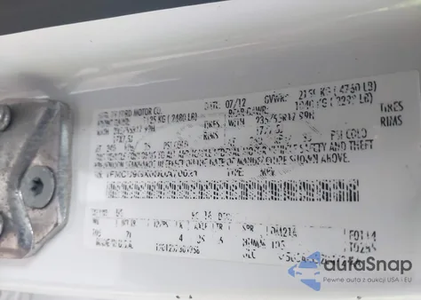 2013 Ford Escape Se z USA, uszkodzony, nr VIN 1FMCU9GX0DUA70021